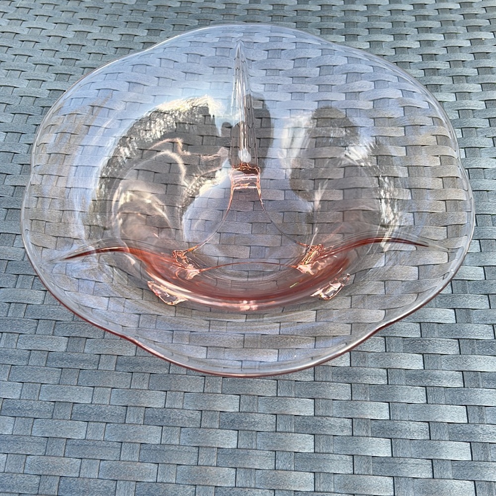 Vintage Cambridge Caprice Pink Round 3 Footed Bowl